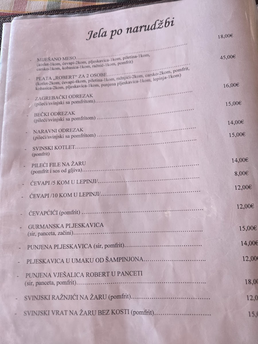 Restoran Robert Udbina Menu - Image 1